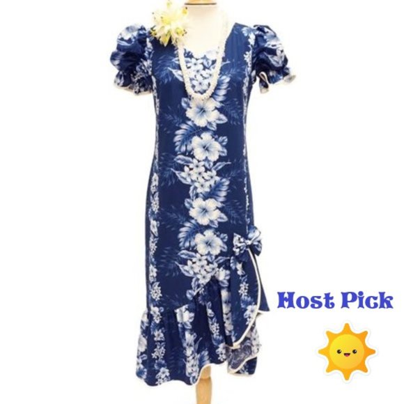 Two Palms Dresses & Skirts - Two Palms Pacific Panel Navy Hawaiian Long Muumuu